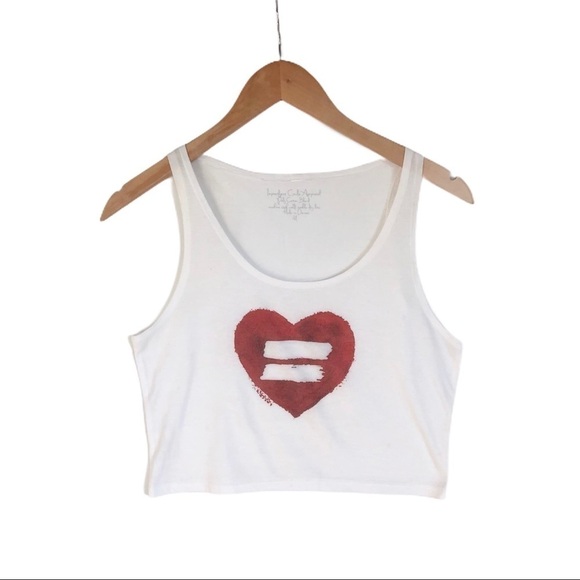 Equality PRIDE heart white red tank crop top small - Picture 1 of 4